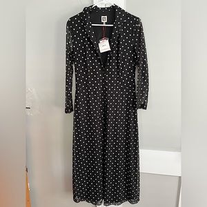Anne Klein Faux polka dot long sleeve shirt dress very breathable & comfortable.